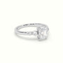 Radiant Diamond Solitaire Side Stone Engagement Ring — White Gold