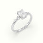 Radiant Diamond Solitaire Side Stone Engagement Ring — White Gold