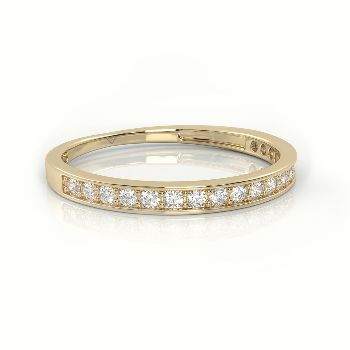 Round Cut Diamond Channel Setting Half Eternity Wedding Band — Yellow Gold