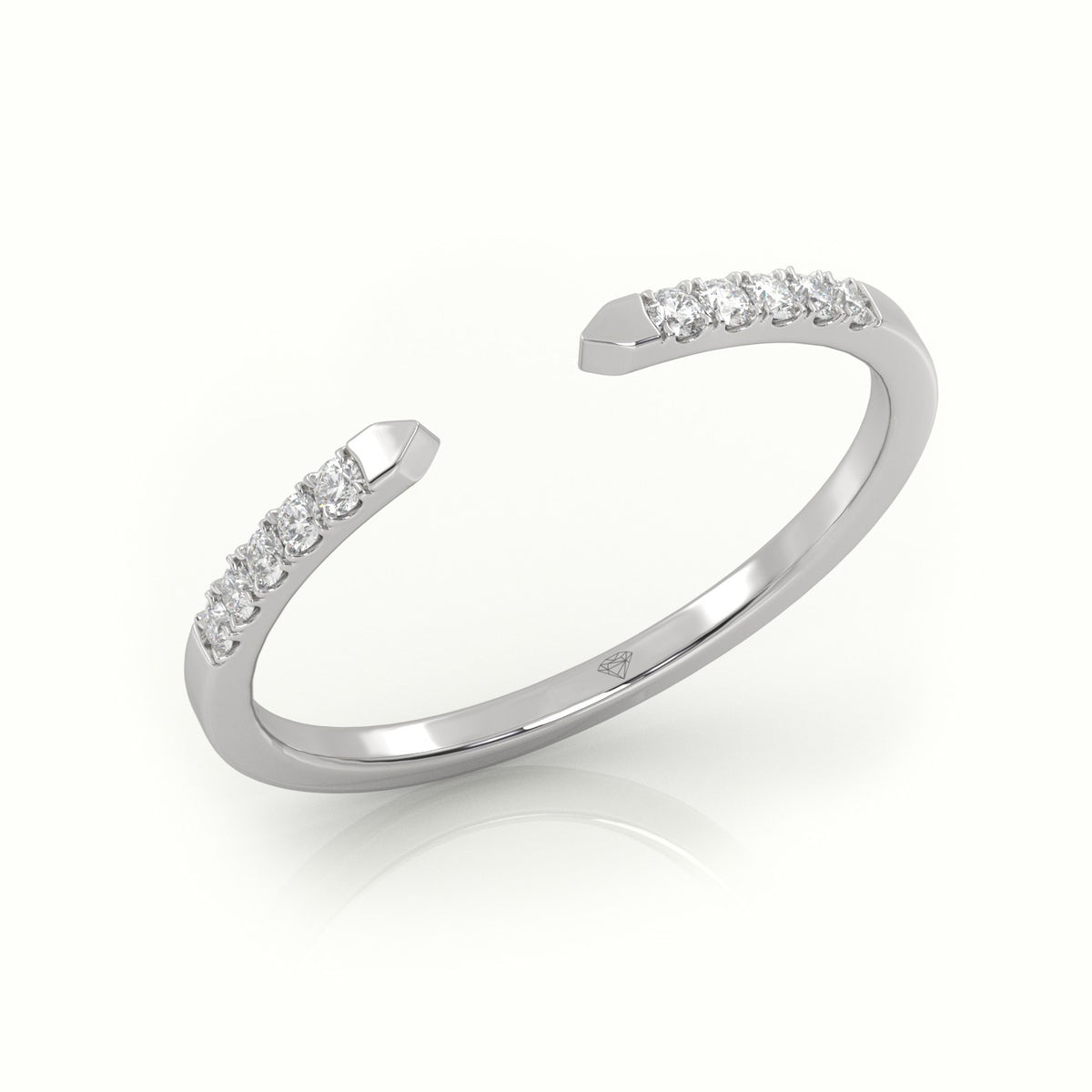 Round Cut Diamond Open Pave Setting Designer Ring — White Gold