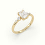 Radiant Diamond Solitaire Side Stone Engagement Ring — Yellow Gold