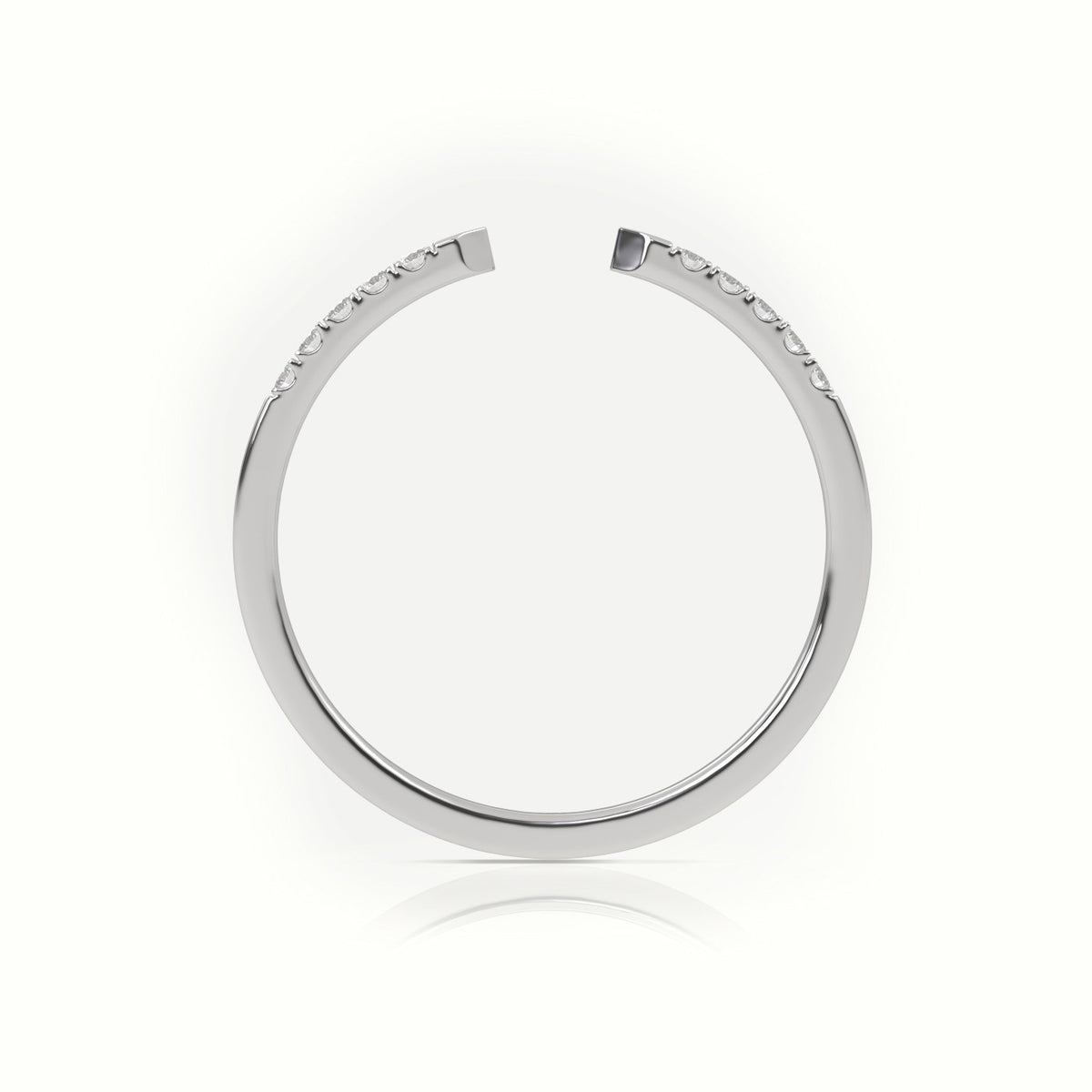 Round Cut Diamond Open Pave Setting Designer Ring — White Gold