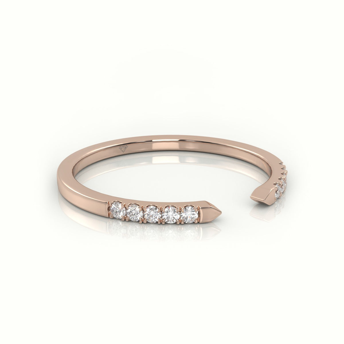 Round Cut Diamond Open Pave Setting Designer Ring — Rose Gold