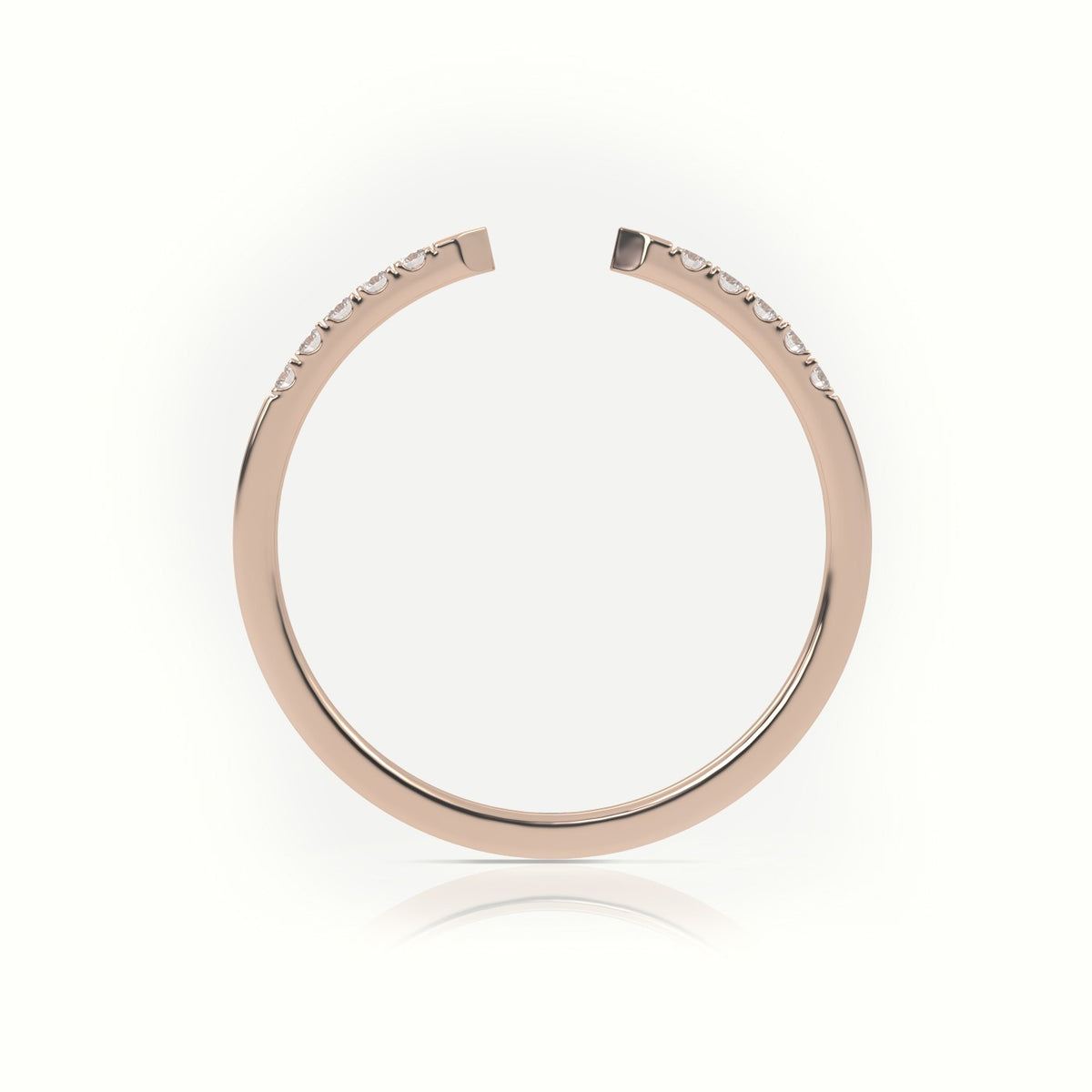 Round Cut Diamond Open Pave Setting Designer Ring — Rose Gold