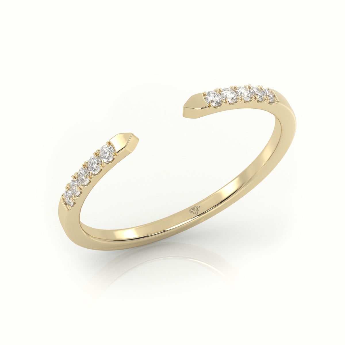 Round Cut Diamond Open Pave Setting Designer Ring — Yellow Gold