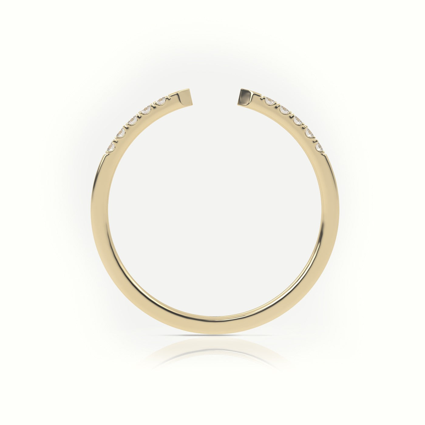 Round Cut Diamond Open Pave Setting Designer Ring — Yellow Gold