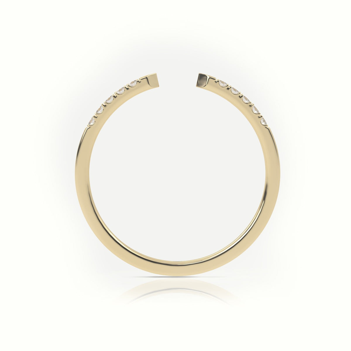 Round Cut Diamond Open Pave Setting Designer Ring — Yellow Gold