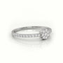 Round Cut Diamond 4 Prongs Pave Setting Designer Ring — White Gold