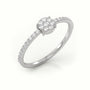 Round Cut Diamond 4 Prongs Pave Setting Designer Ring — White Gold