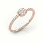 Round Cut Diamond 4 Prongs Pave Setting Designer Ring — Rose Gold