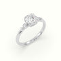 Round Diamond Solitaire Side Stone Engagement Ring — White Gold