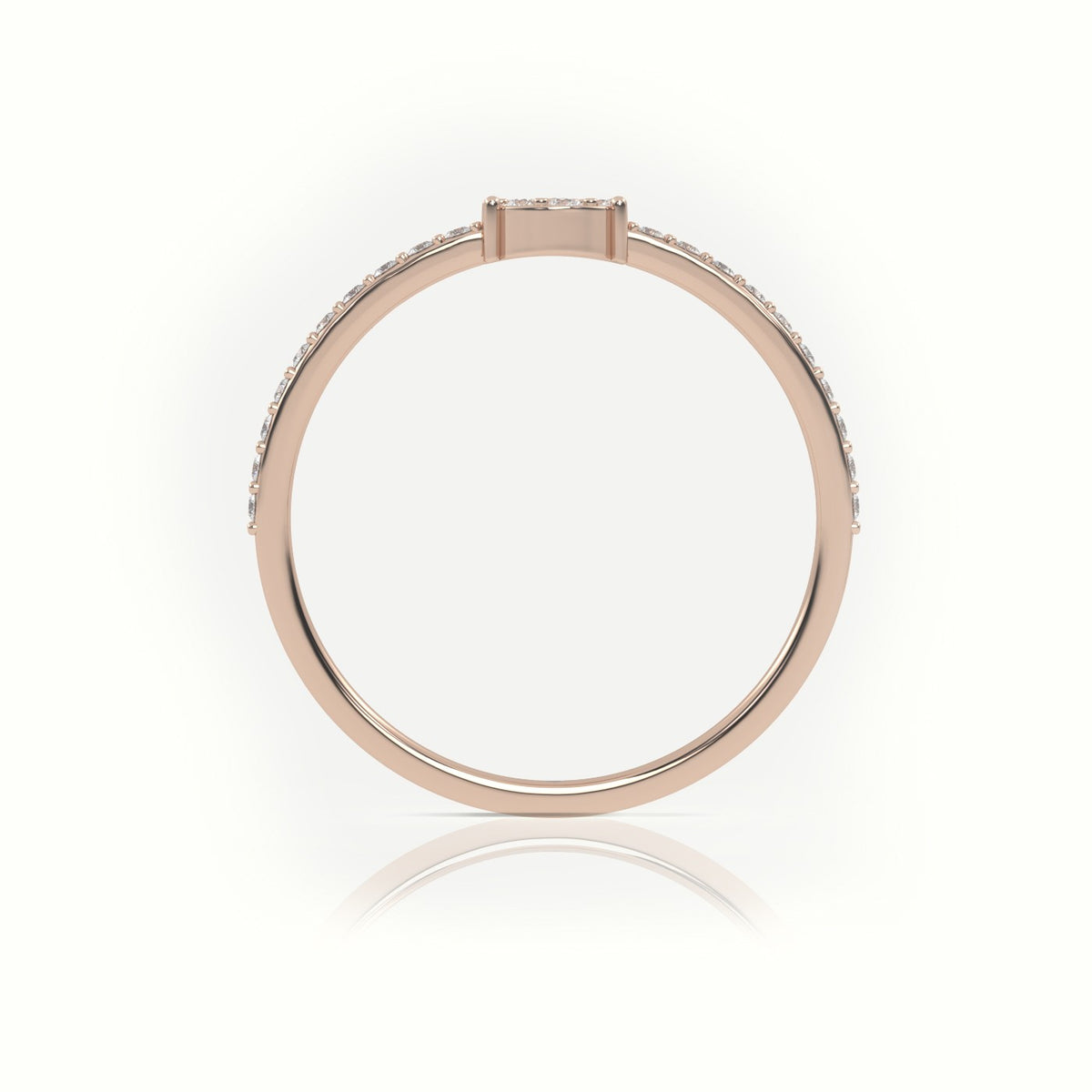 Round Cut Diamond 4 Prongs Pave Setting Designer Ring — Rose Gold