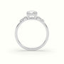 Round Diamond Solitaire Side Stone Engagement Ring — White Gold