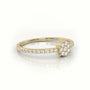 Round Cut Diamond 4 Prongs Pave Setting Designer Ring — Yellow Gold