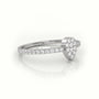 Round Cut Diamond Pear Style Pave Setting Designer Ring — White Gold