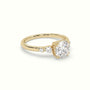 Round Diamond Solitaire Side Stone Engagement Ring — Yellow Gold