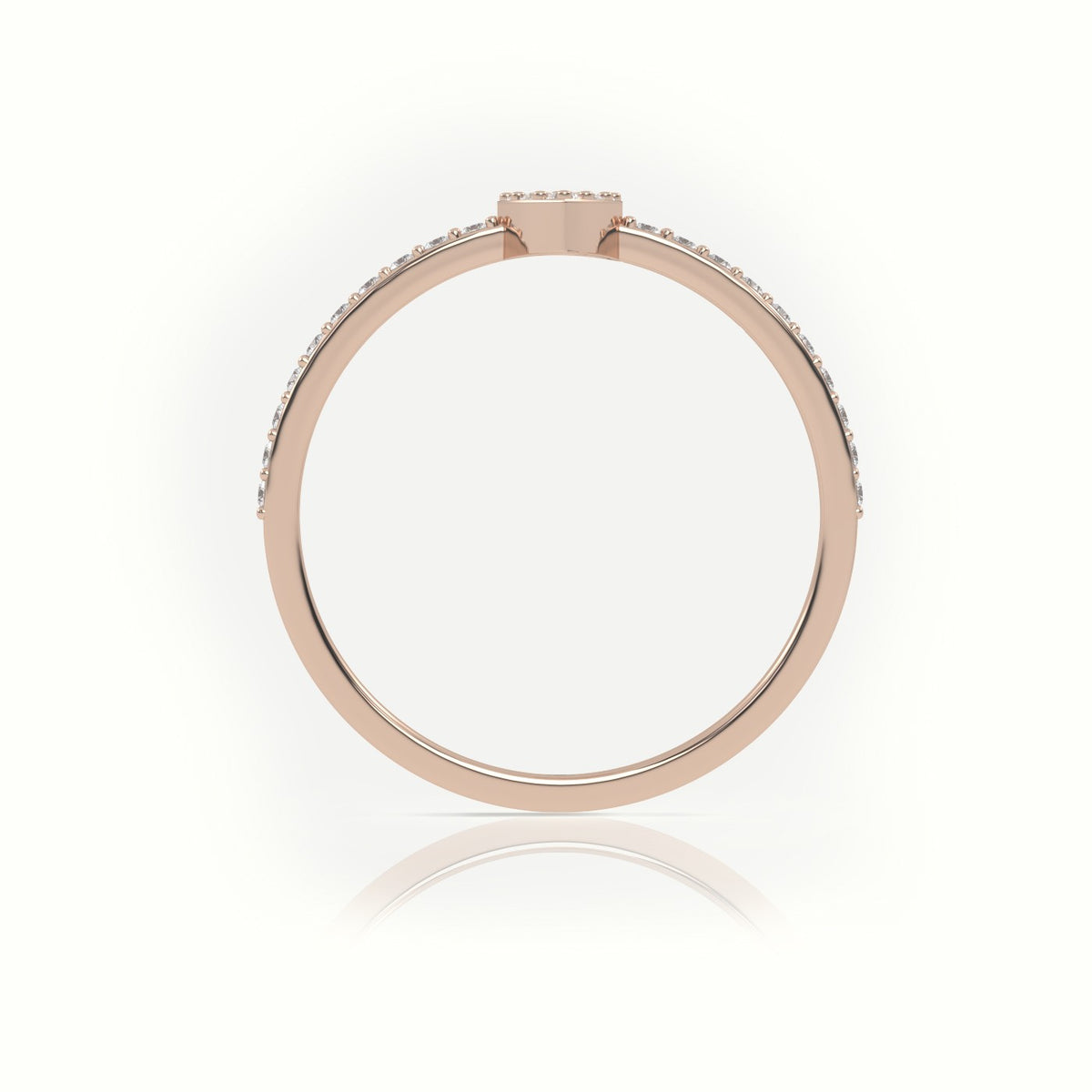 Round Cut Diamond Pear Style Pave Setting Designer Ring — Rose Gold