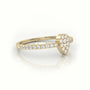 Round Cut Diamond Pear Style Pave Setting Designer Ring — Yellow Gold