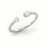 Round Cut & Pear Cut Diamonds Open Pave Setting Ring — White Gold