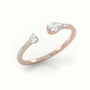 Round Cut & Pear Cut Diamonds Open Pave Setting Ring — Rose Gold