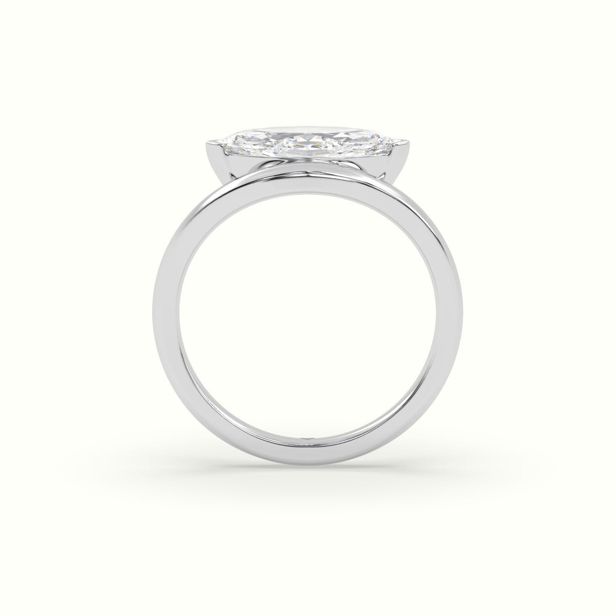 Marquise Diamond Solitaire Bypass Engagement Ring — White Gold