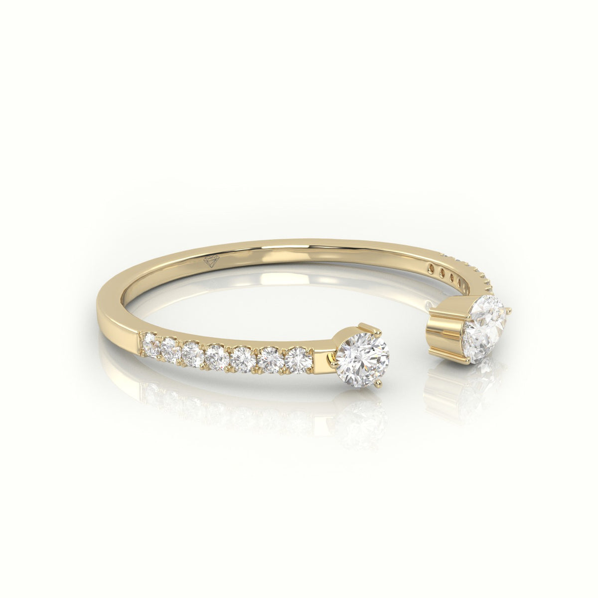 Round Cut & Pear Cut Diamonds Open Pave Setting Ring — Yellow Gold