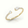 Round Cut & Pear Cut Diamonds Open Pave Setting Ring — Yellow Gold