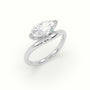 Marquise Diamond Solitaire Bypass Engagement Ring — White Gold