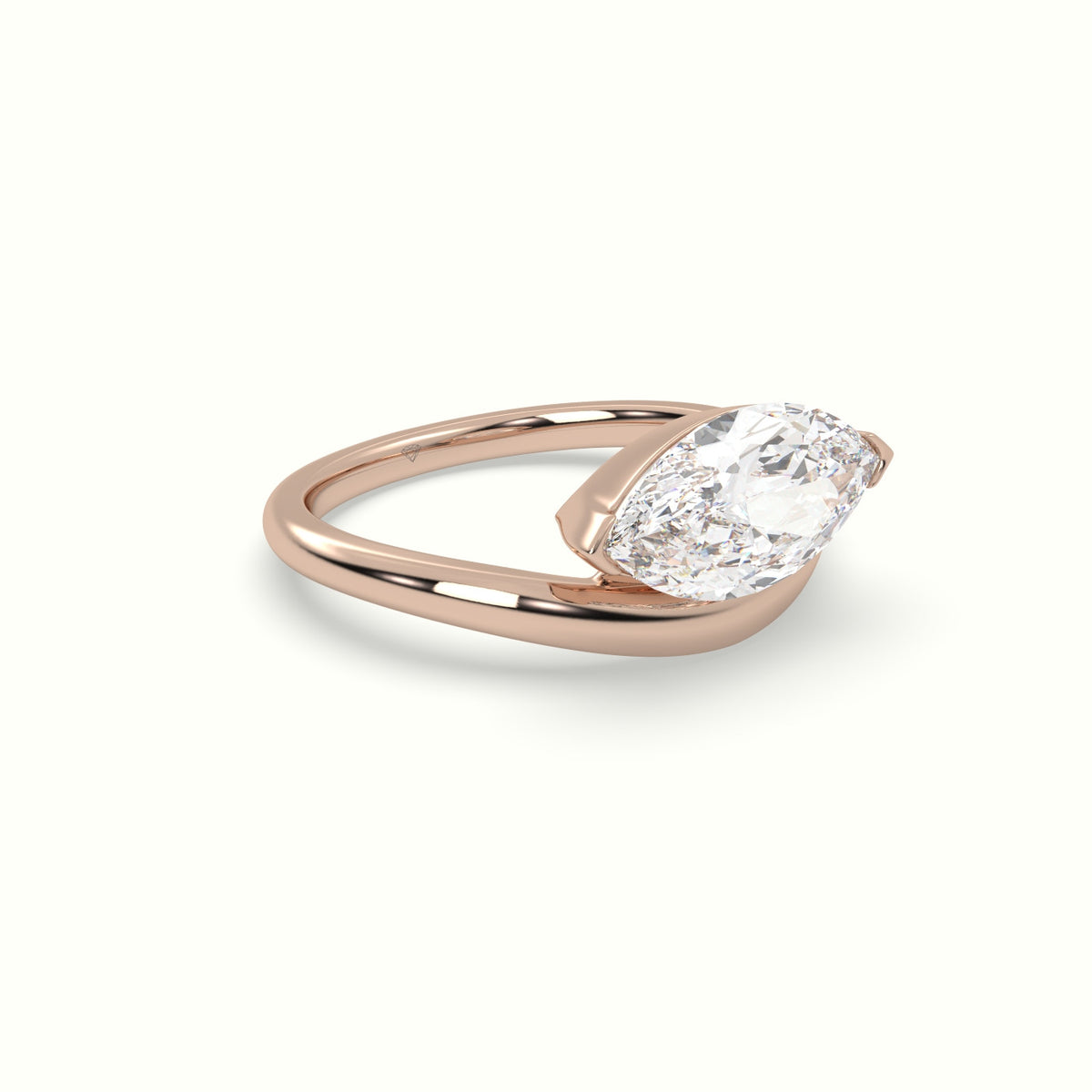 Marquise Diamond Solitaire Bypass Engagement Ring — Rose Gold