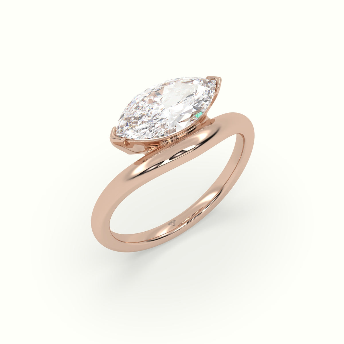 Marquise Diamond Solitaire Bypass Engagement Ring — Rose Gold