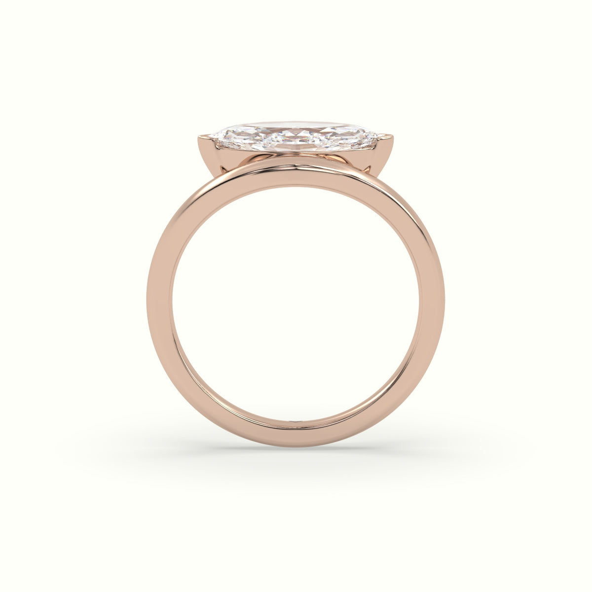Marquise Diamond Solitaire Bypass Engagement Ring — Rose Gold