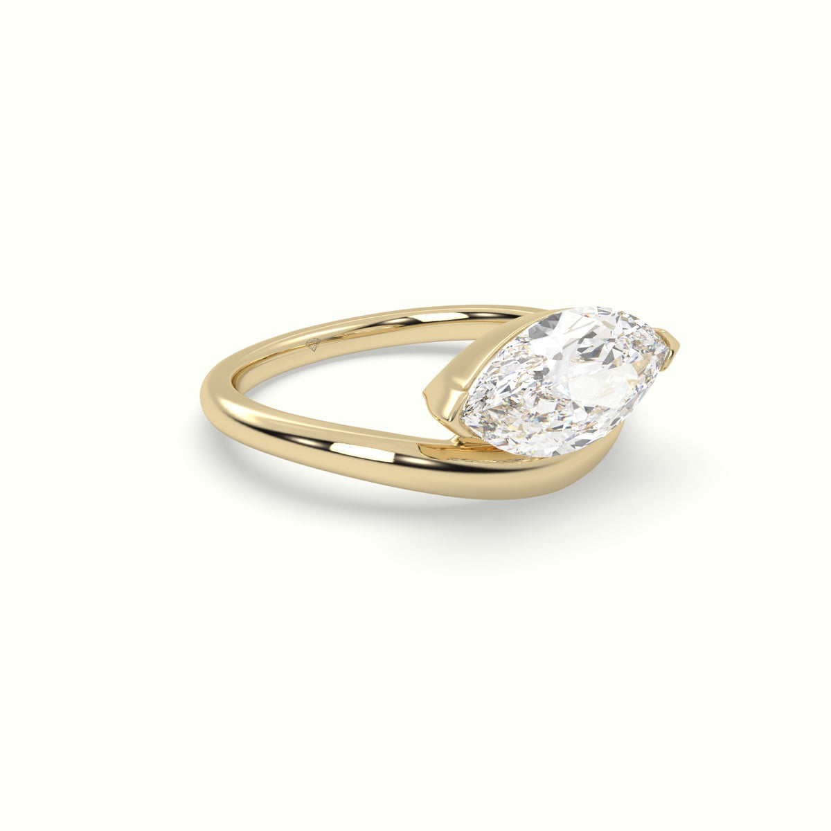 Marquise Diamond Solitaire Bypass Engagement Ring — Yellow Gold