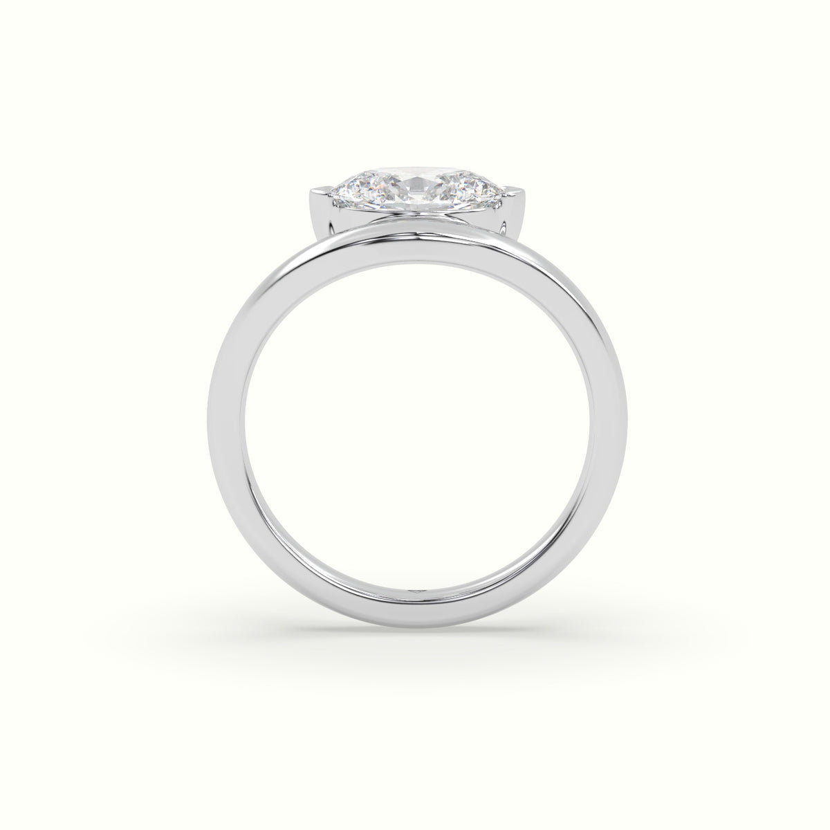 Oval Diamond Solitaire Bypass Engagement Ring — White Gold