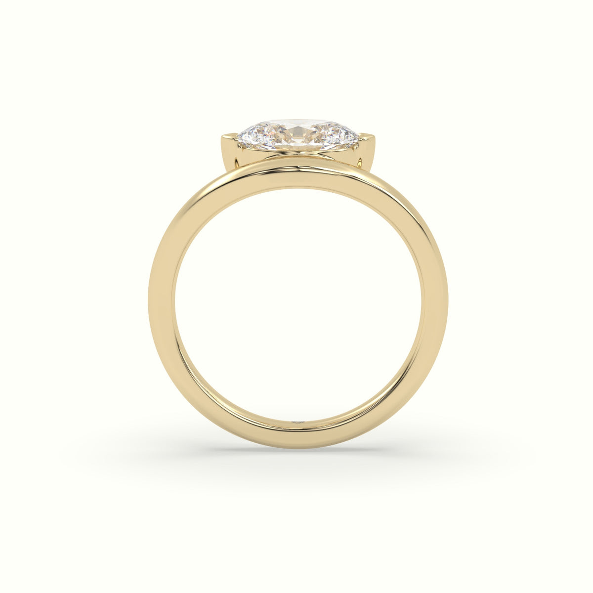 Oval Diamond Solitaire Bypass Engagement Ring — Yellow Gold
