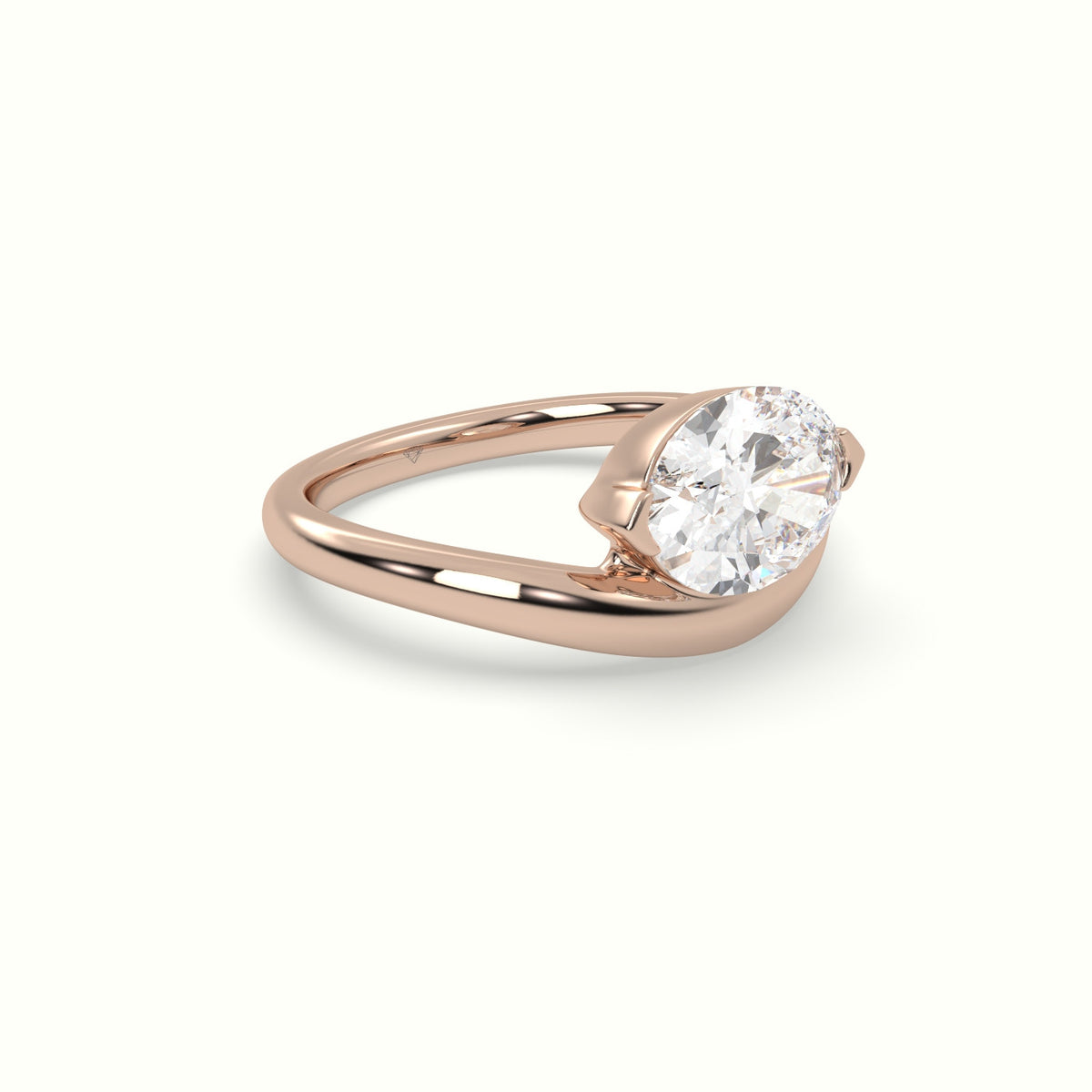 Oval Diamond Solitaire Bypass Engagement Ring — Rose Gold