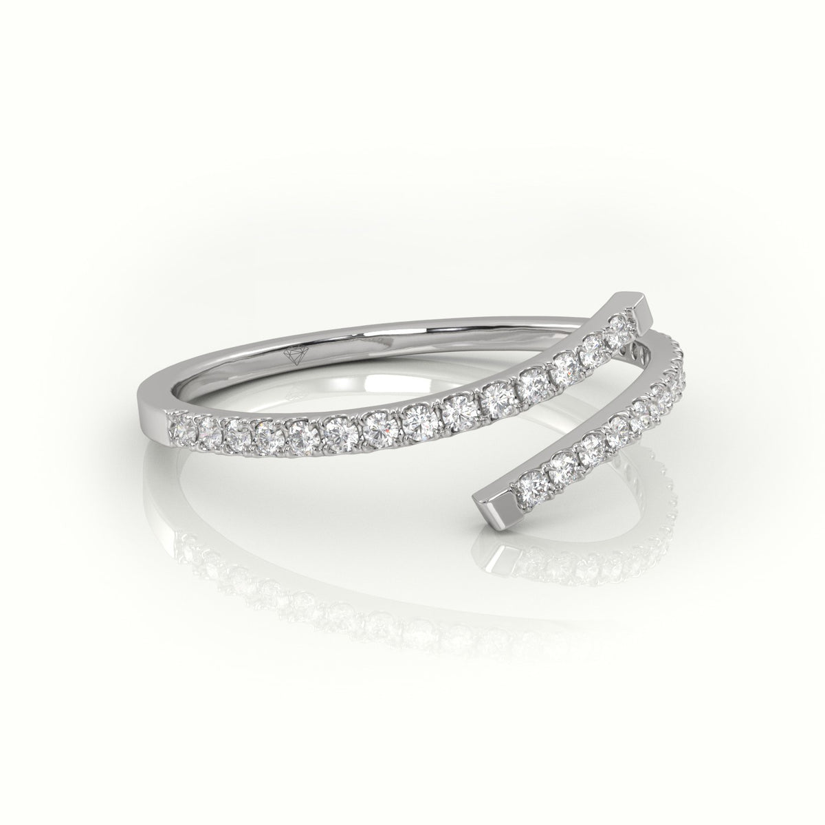Round Cut Diamond Pave Setting Wrap Designer Ring — White Gold