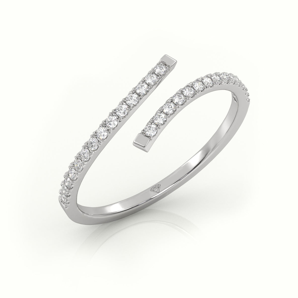 Round Cut Diamond Pave Setting Wrap Designer Ring — White Gold