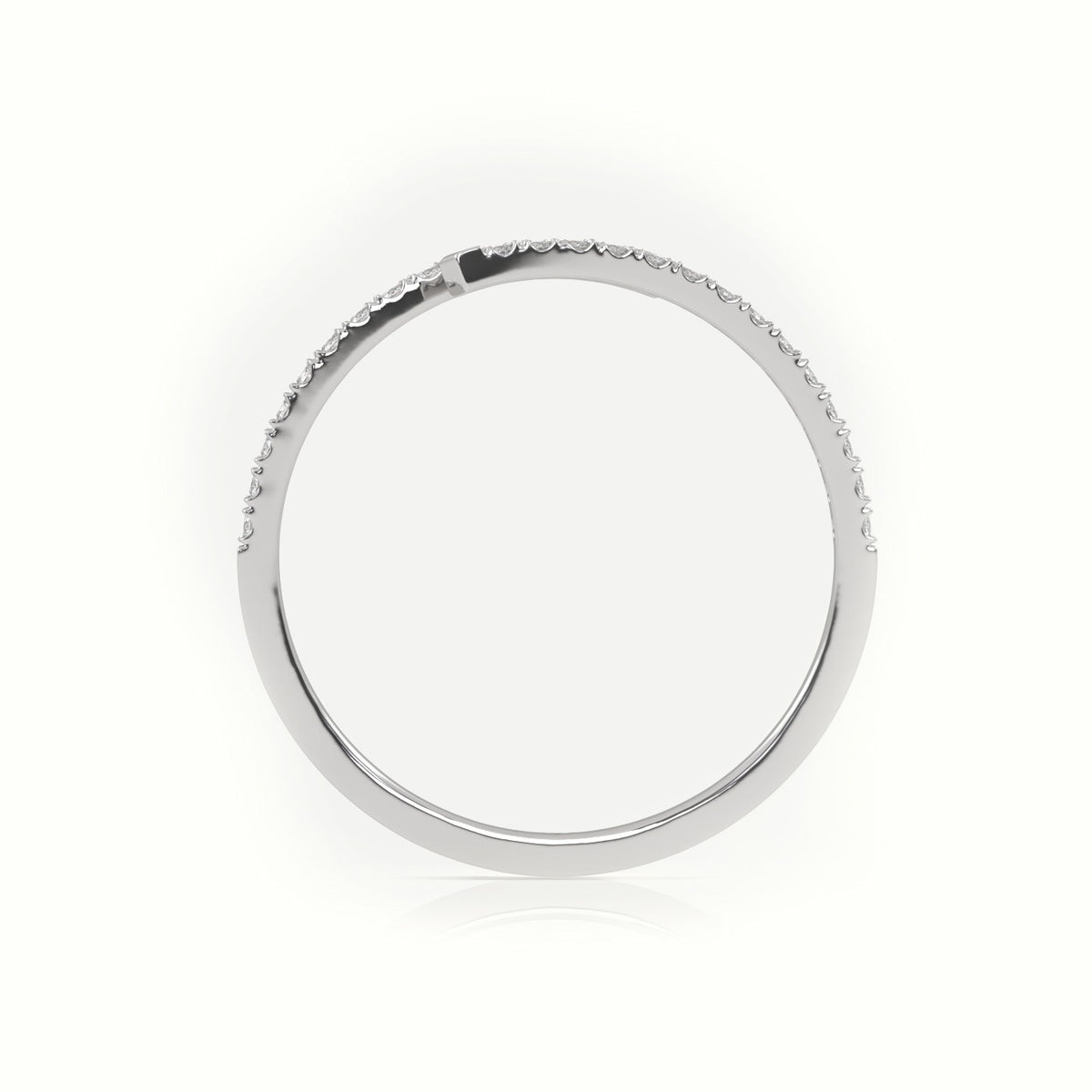 Round Cut Diamond Pave Setting Wrap Designer Ring — White Gold