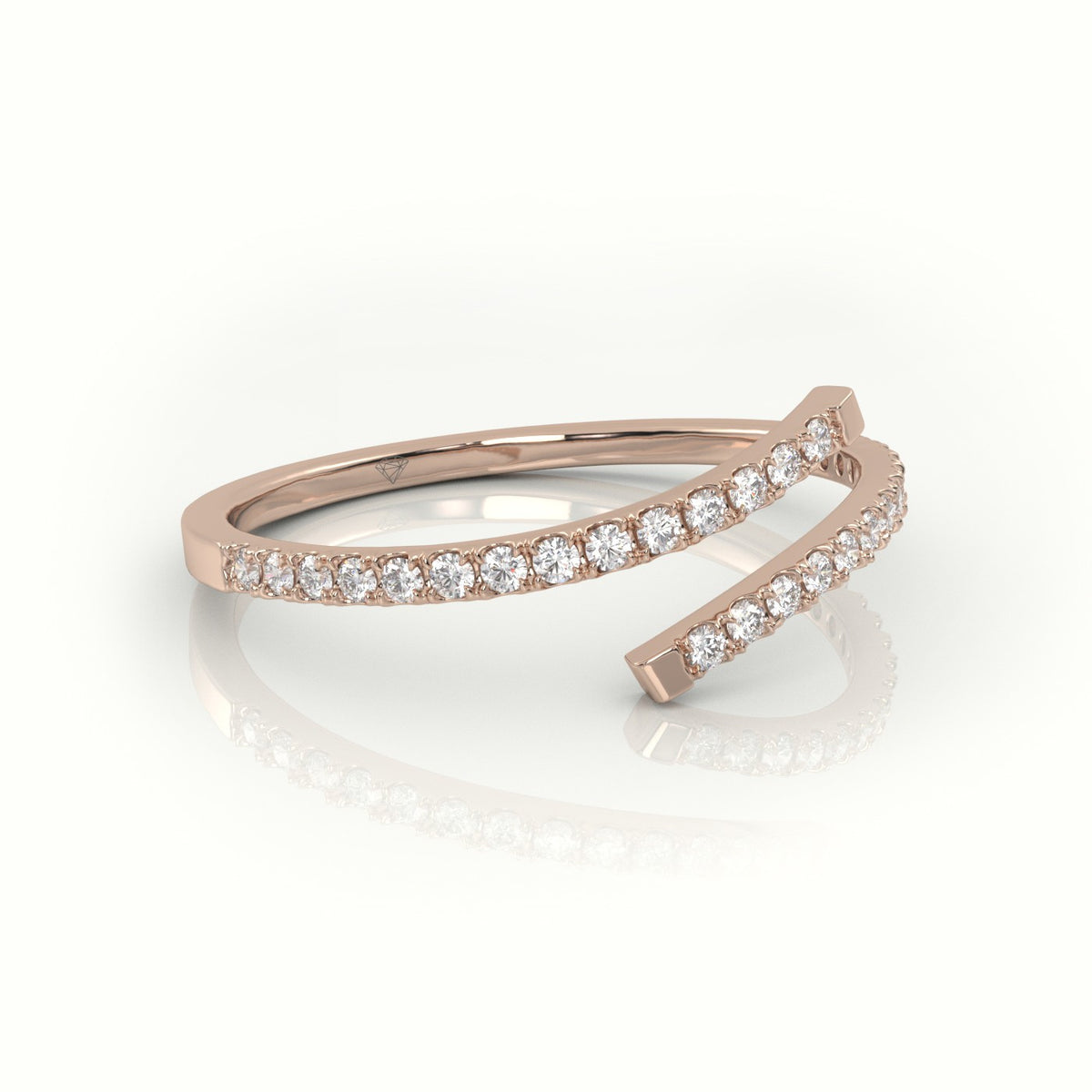 Round Cut Diamond Pave Setting Wrap Designer Ring — Rose Gold