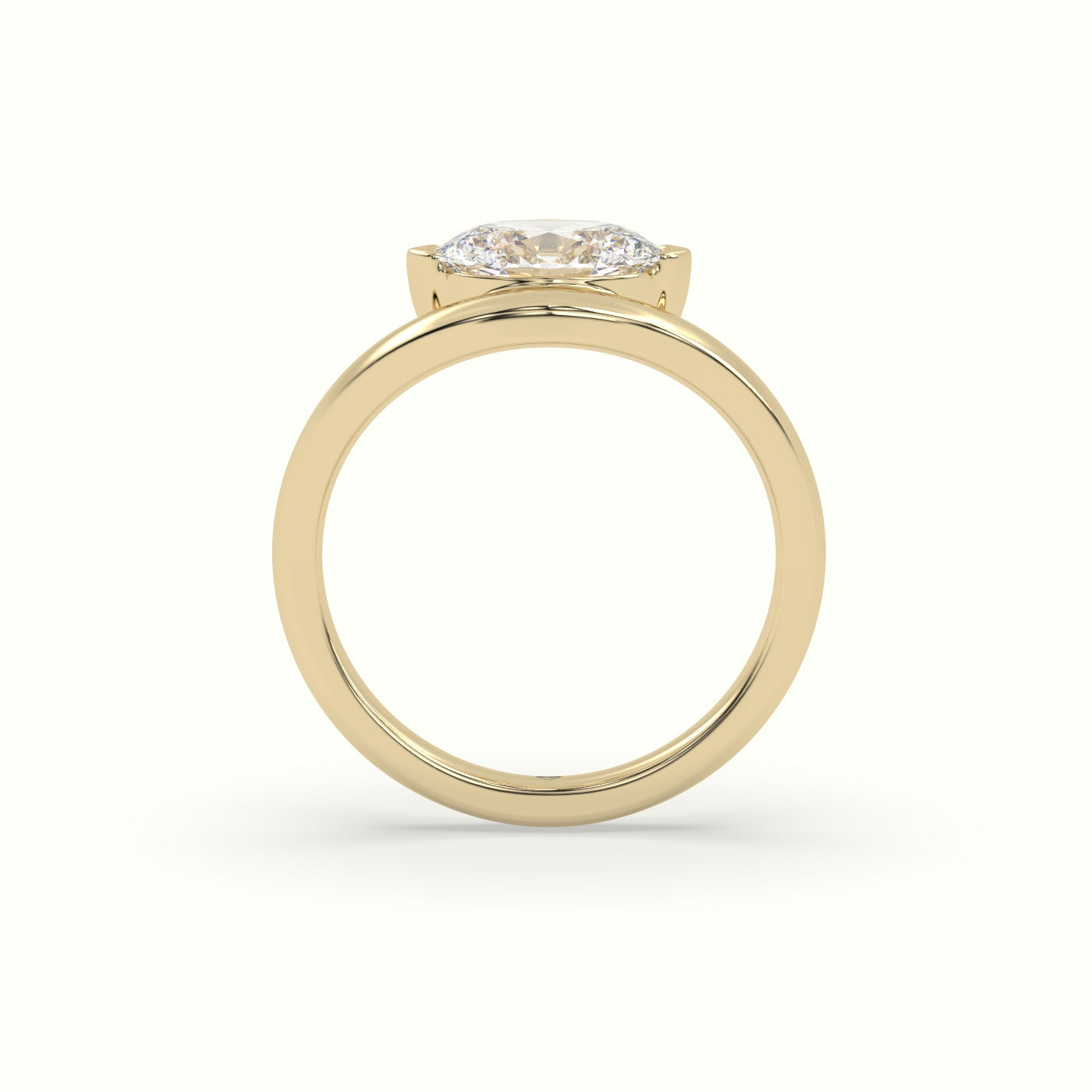 Oval Diamond Solitaire Bypass Engagement Ring — Yellow Gold