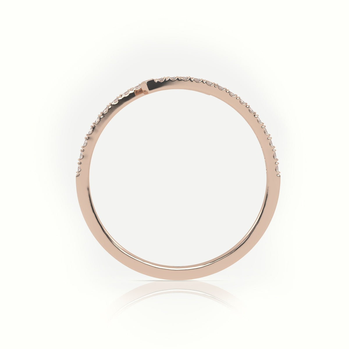 Round Cut Diamond Pave Setting Wrap Designer Ring — Rose Gold