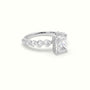 Radiant Diamond Side Stone Engagement Ring — White Gold