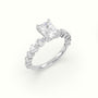 Radiant Diamond Side Stone Engagement Ring — White Gold