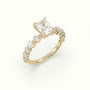 Radiant Diamond Side Stone Engagement Ring — Yellow Gold