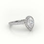 Pear Cut Diamond Halo Pave Setting Engagement Ring — White Gold