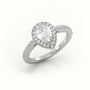 Pear Cut Diamond Halo Pave Setting Engagement Ring — White Gold