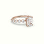 Radiant Diamond Side Stone Engagement Ring — Rose Gold