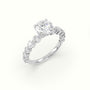 Round Diamond Side Stone Engagement Ring — White Gold
