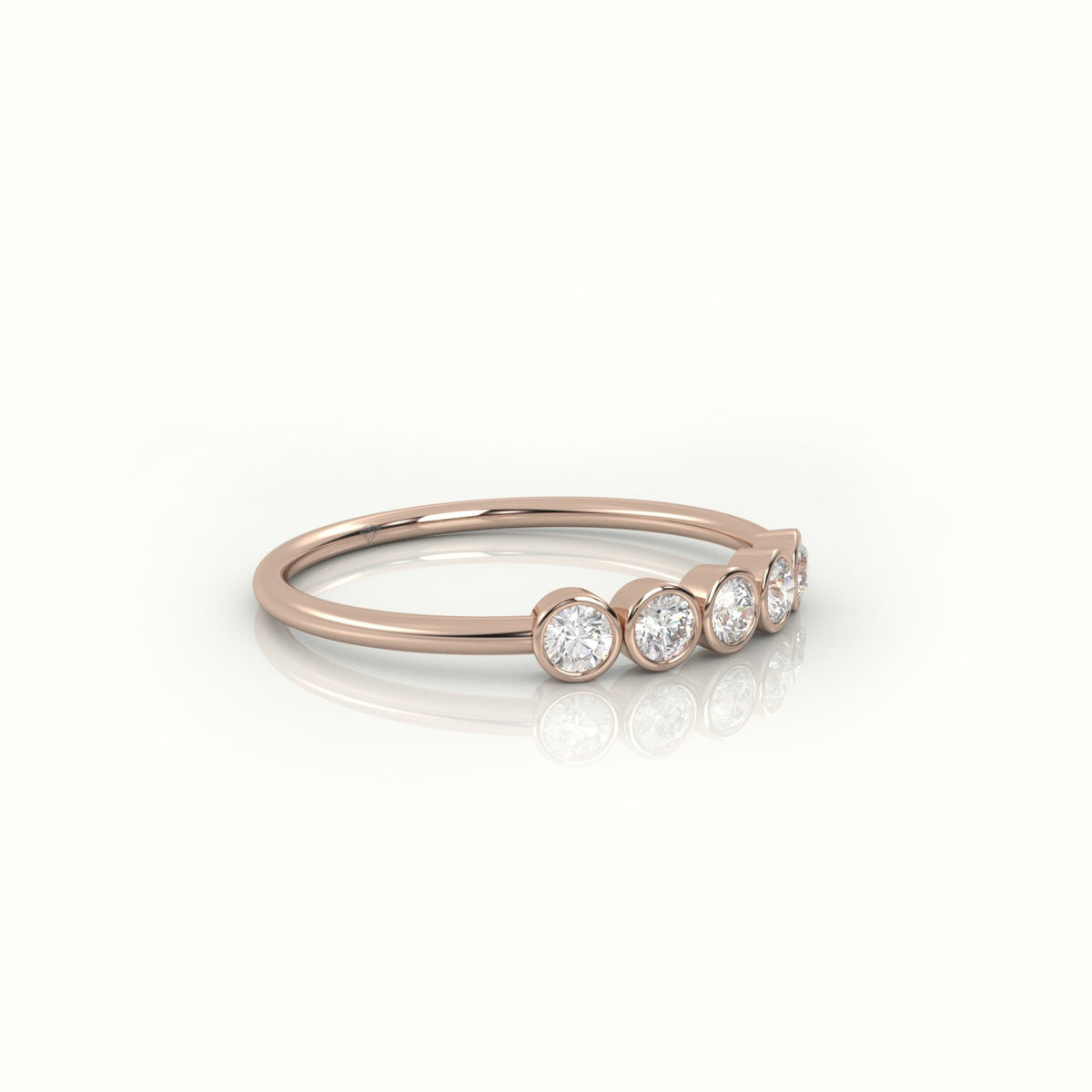 Round Cut Diamond Bezel Setting Designer Ring — Rose Gold