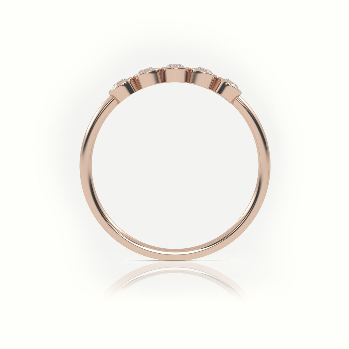 Round Cut Diamond Bezel Setting Designer Ring — Rose Gold